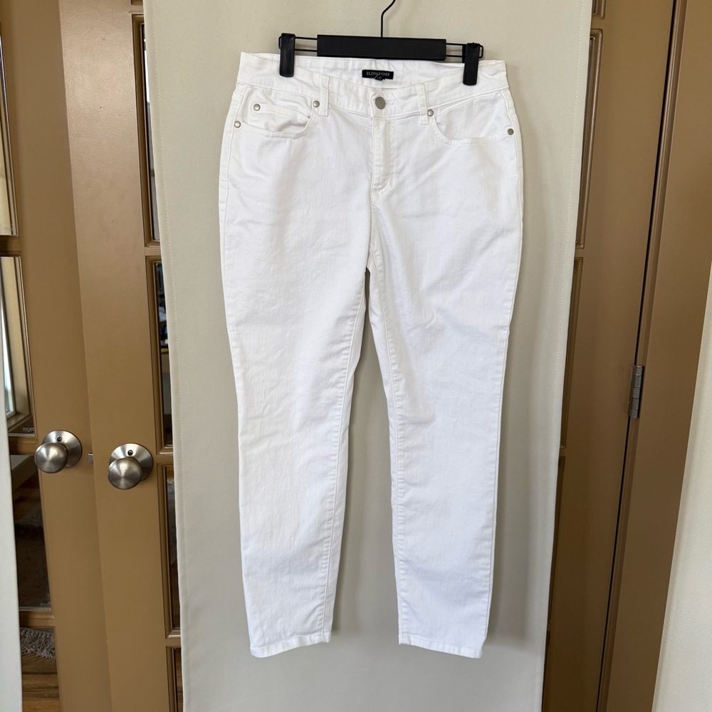 Eileen Fisher Womens 6 White Mid Rise Denim Skinny Jeans